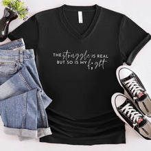 Load image into Gallery viewer, The Struggle Is Real T-shirt | The Struggle is Real But So Is My Fight Graphic Tee | Semicolon Mental Health Awareness Shirt