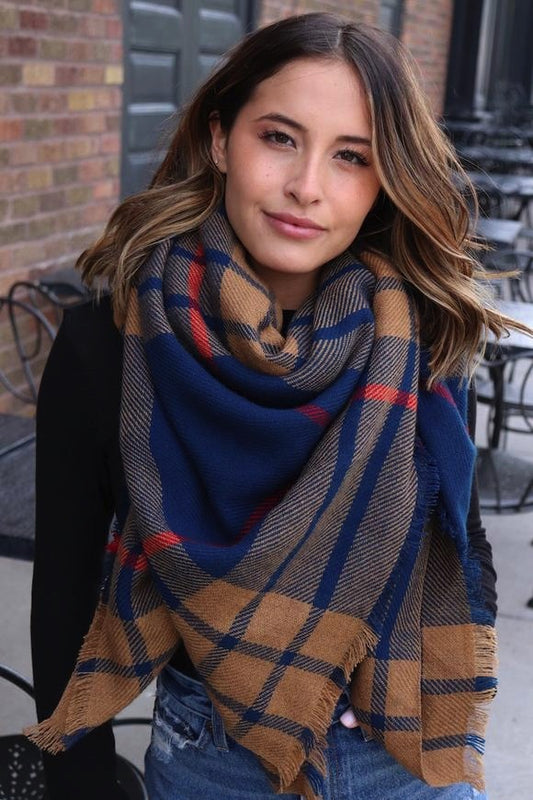 Blue and Camel Scarf